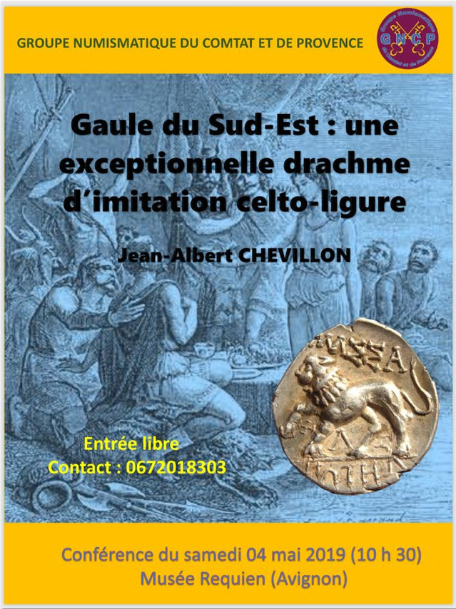 Conférence à Avignon le 04/05/2019 Drachme d'imitation celto-ligure